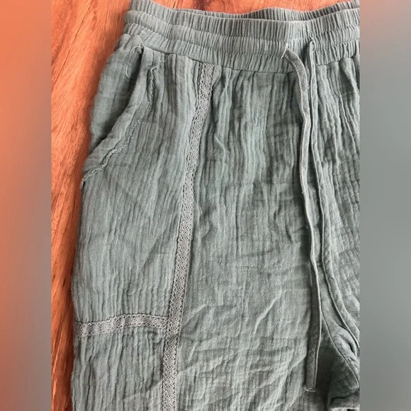 Bohemian Gauze Flowy Harem Cotton Tie Bottom Pants Womens S - Picture 4 of 11
